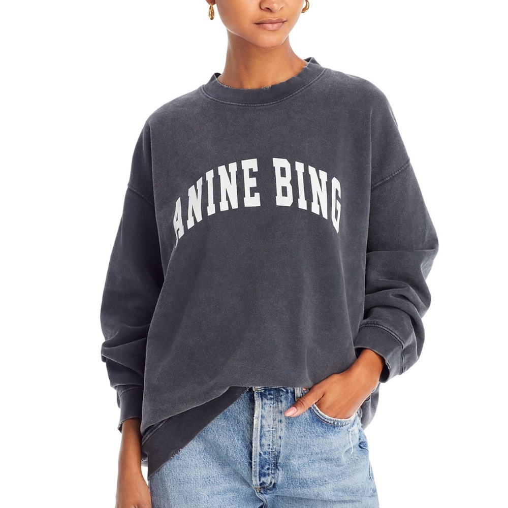 Anine Bing Tyler Cotton Logo Oversized Sweatshirt